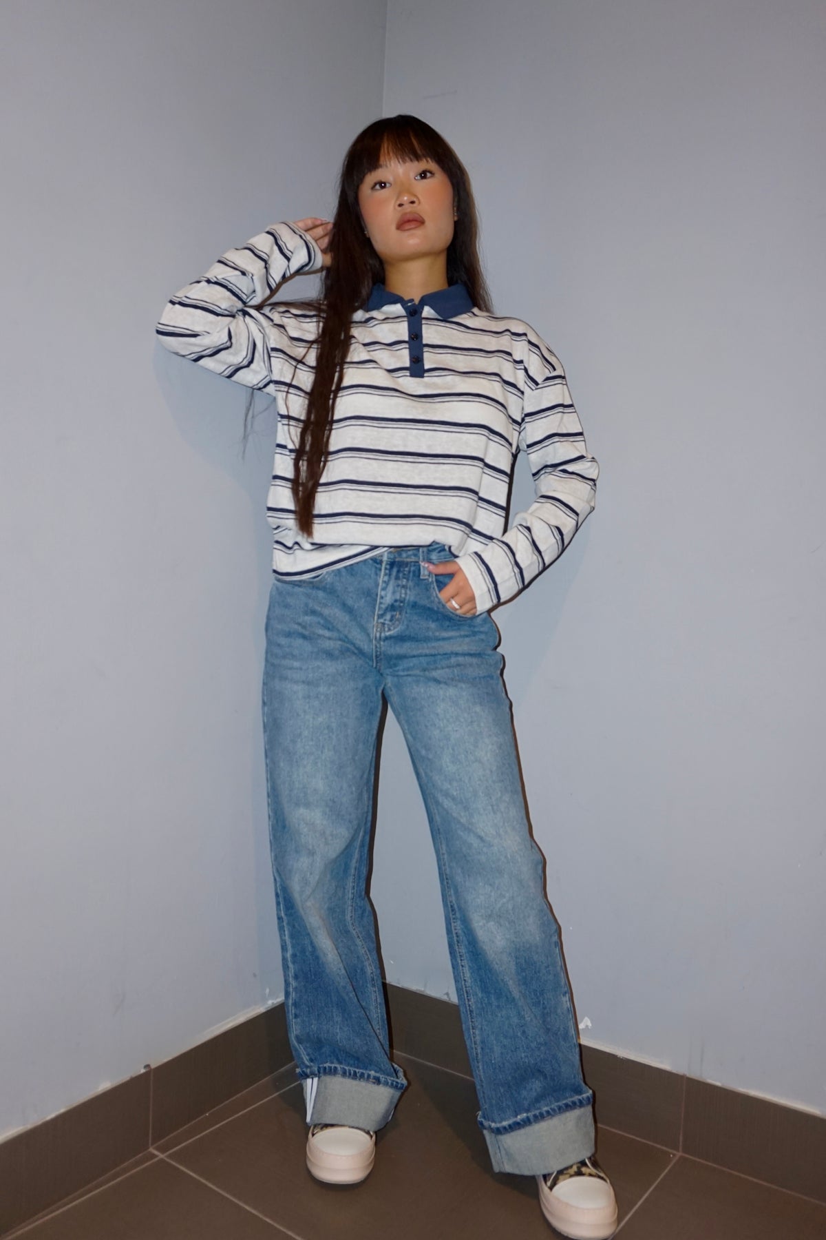 Jeans Blu Chiaro Piega