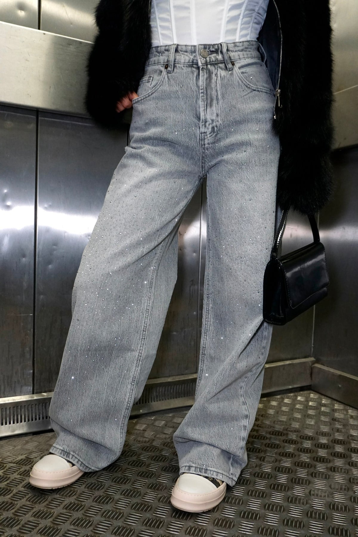Jeans Grigio Swarovski
