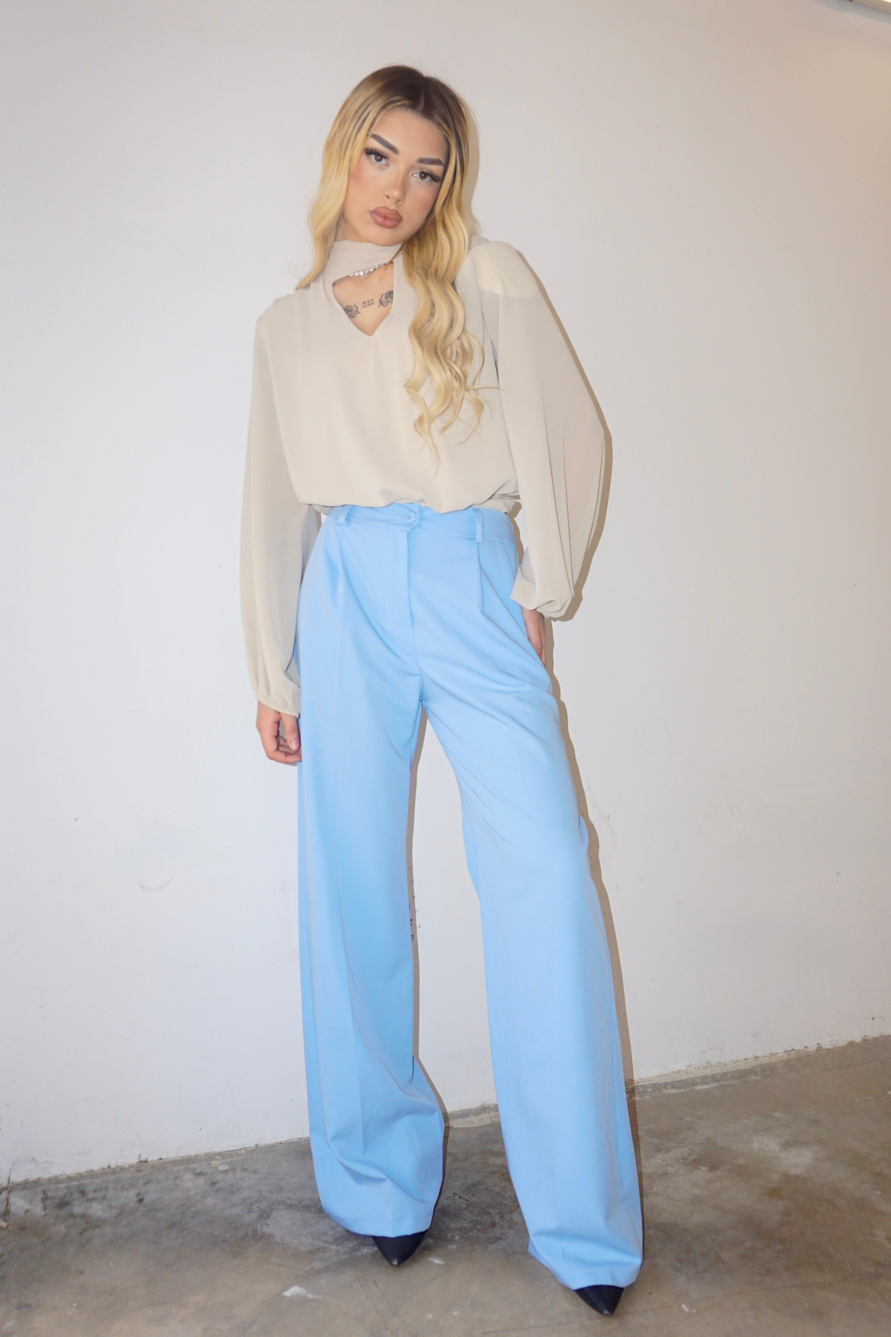 Pantalone Tailleur Azzurro