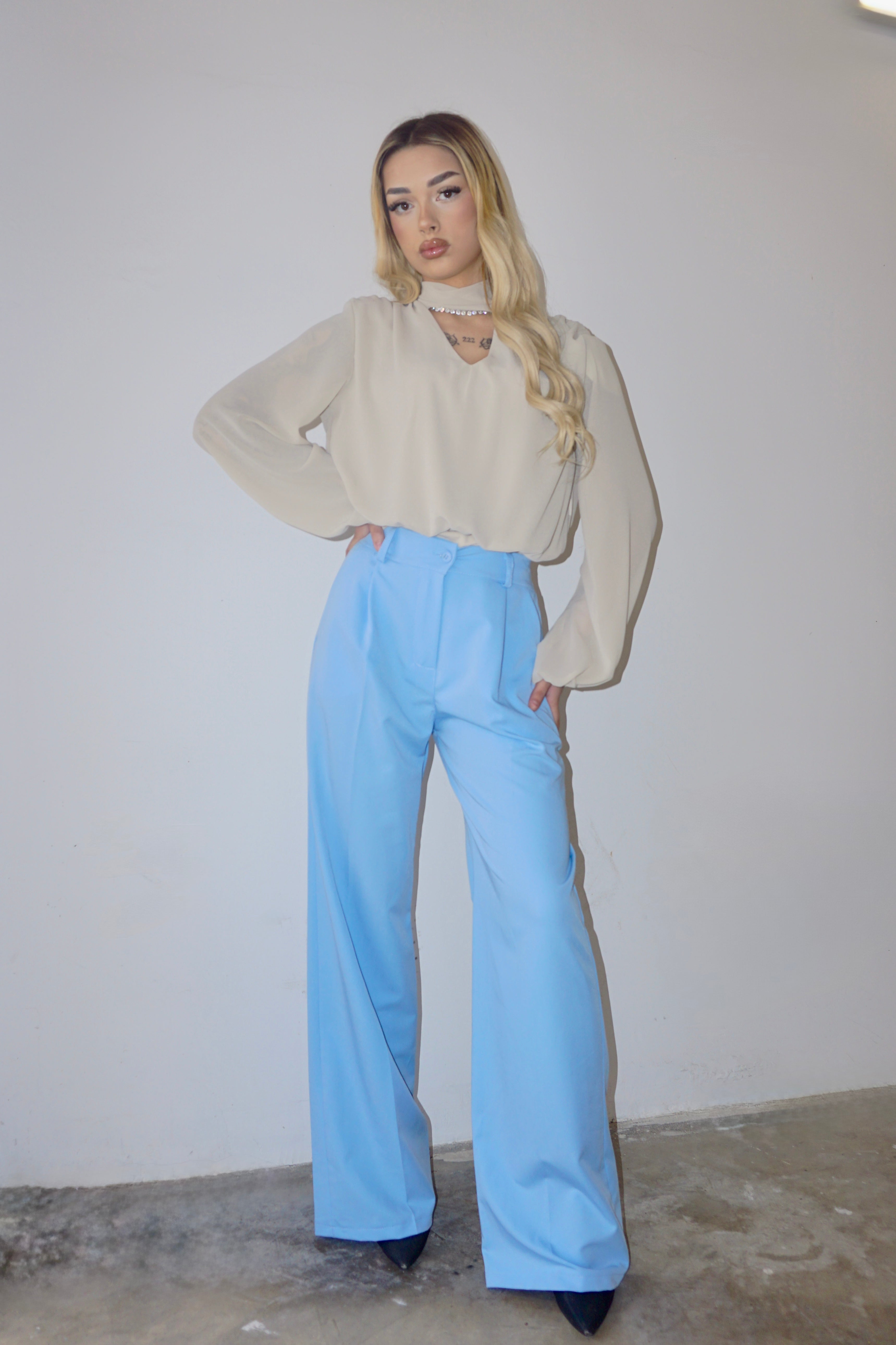 Pantalone Tailleur Azzurro