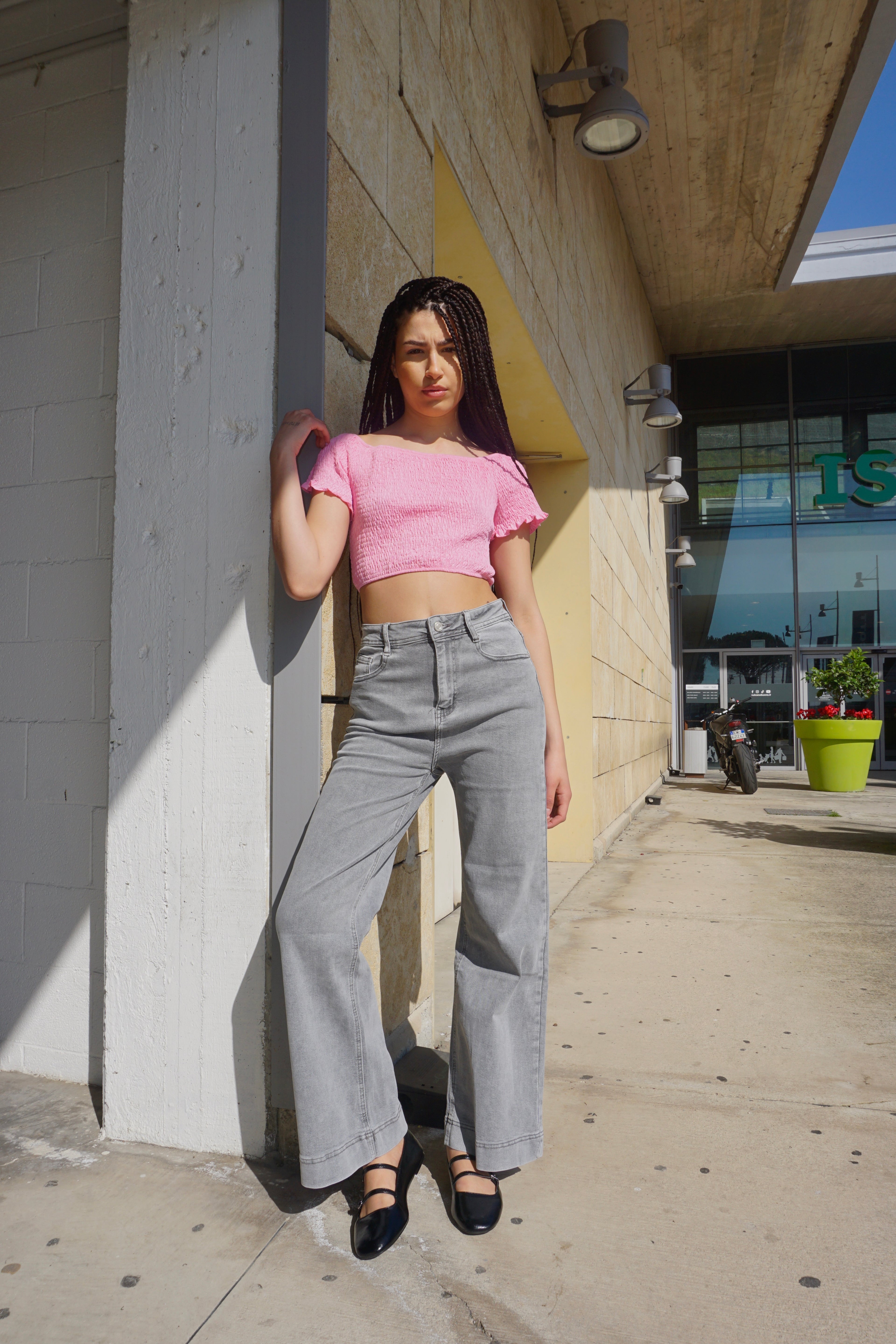 Jeans Gamba Dritta Grigio