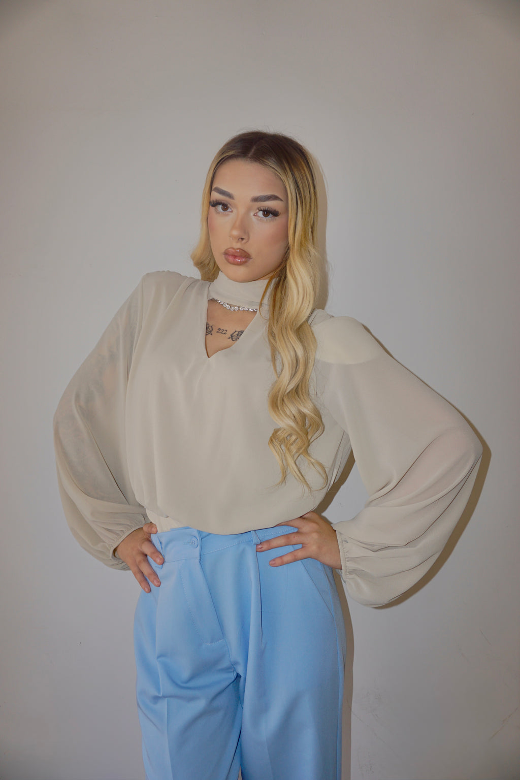 Body Camicia Con Collo