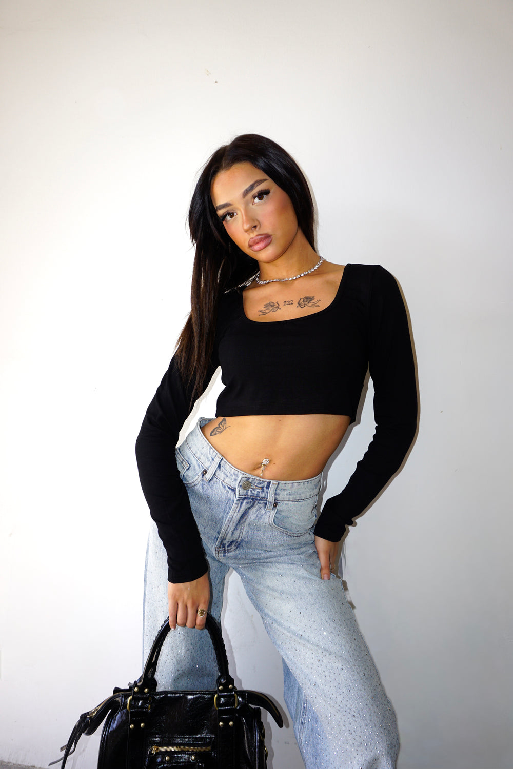 Maglietta Crop Scollo Quadrato