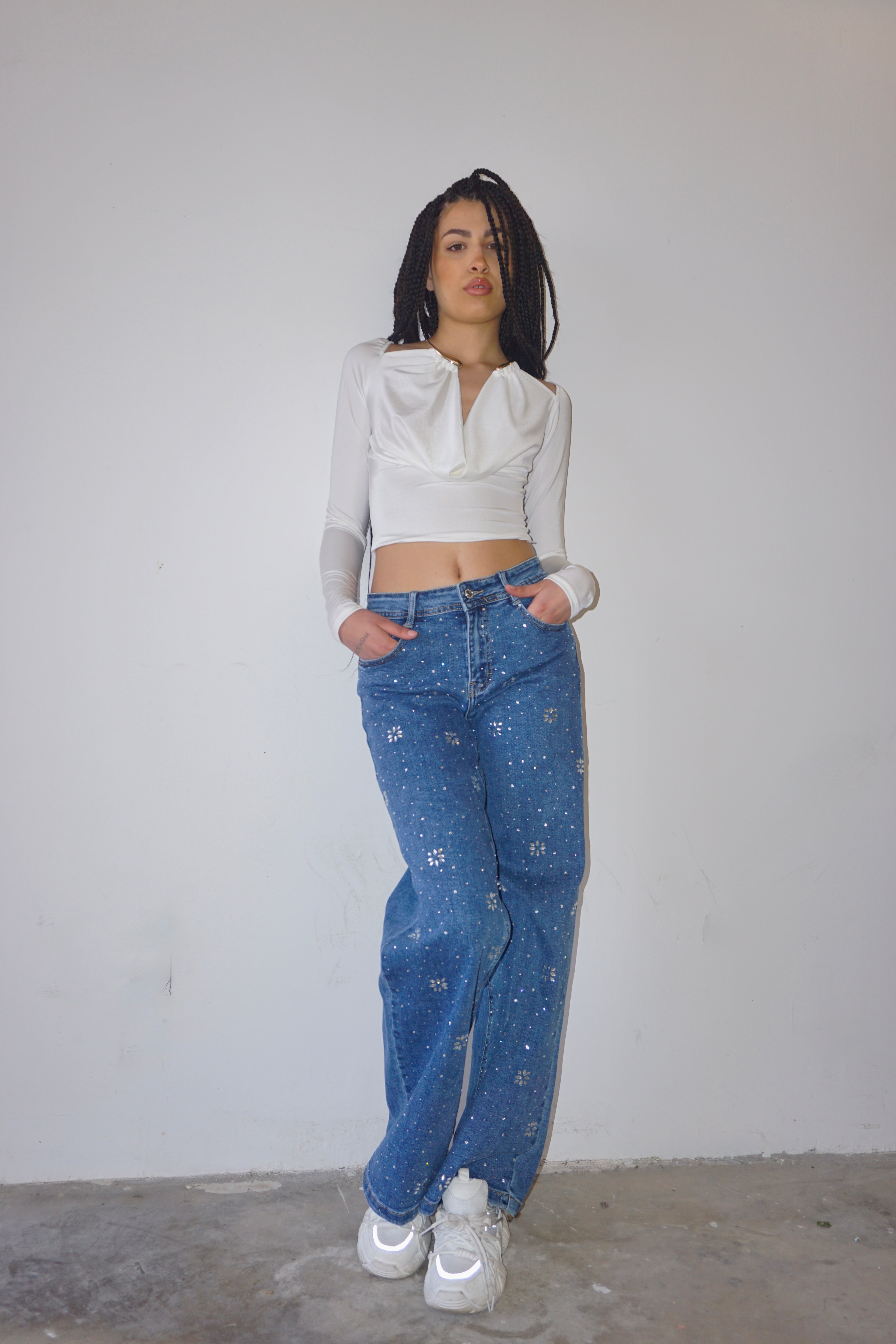 Jeans Swarovski Fiori