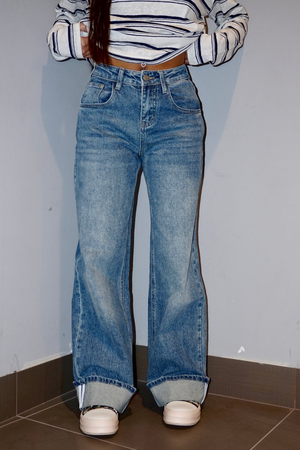 Jeans Blu Chiaro Piega