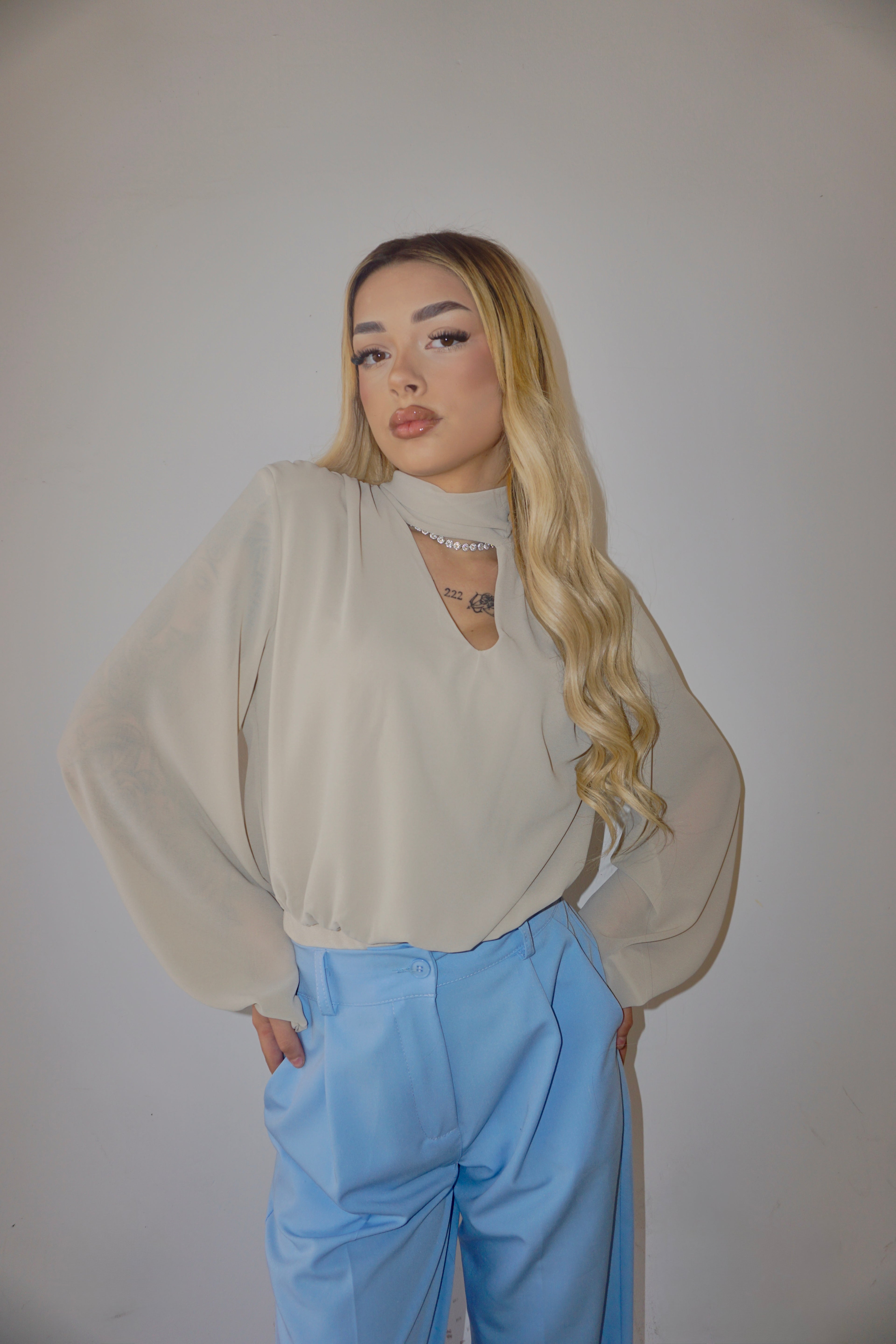 Body Camicia Con Collo