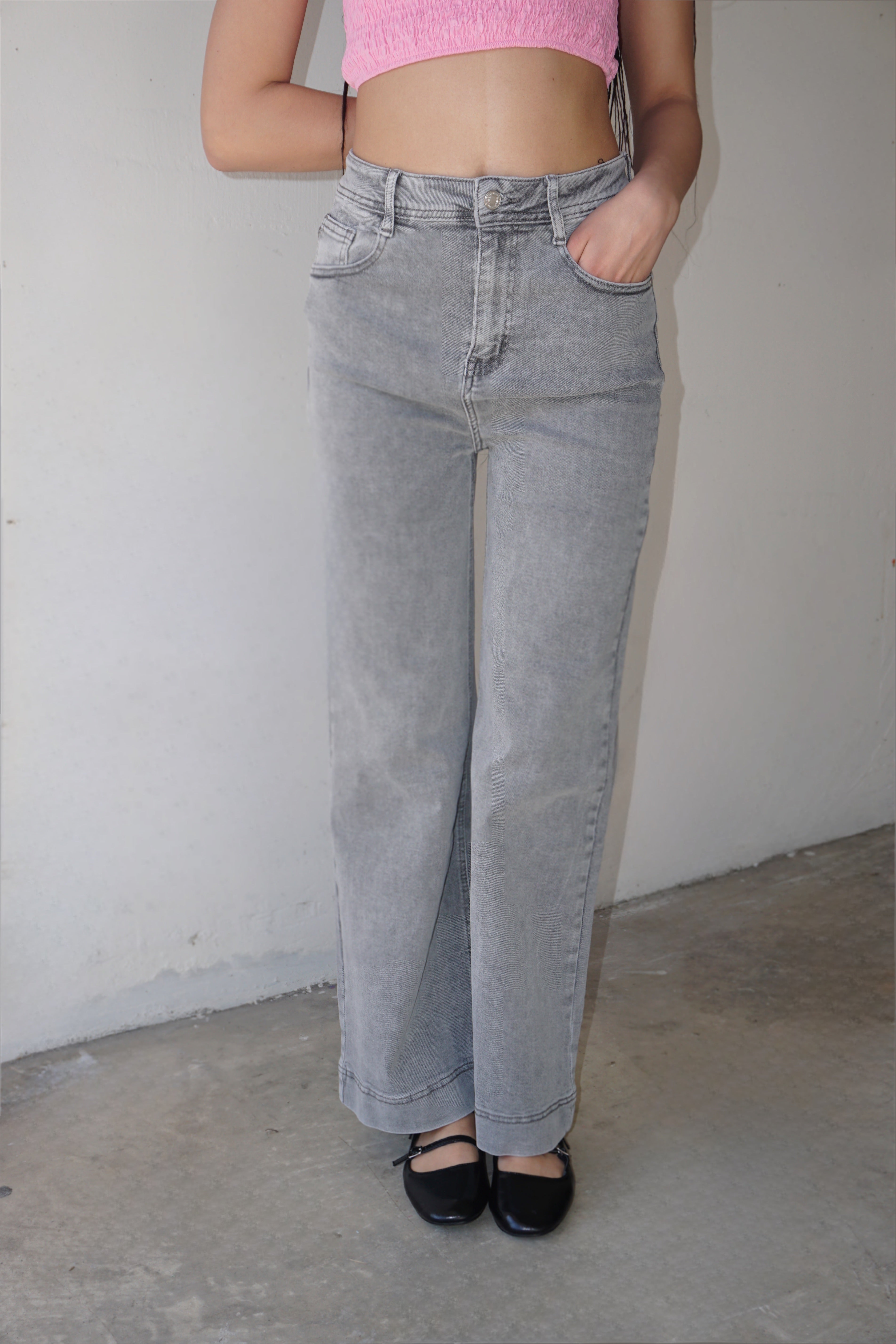 Jeans Gamba Dritta Grigio