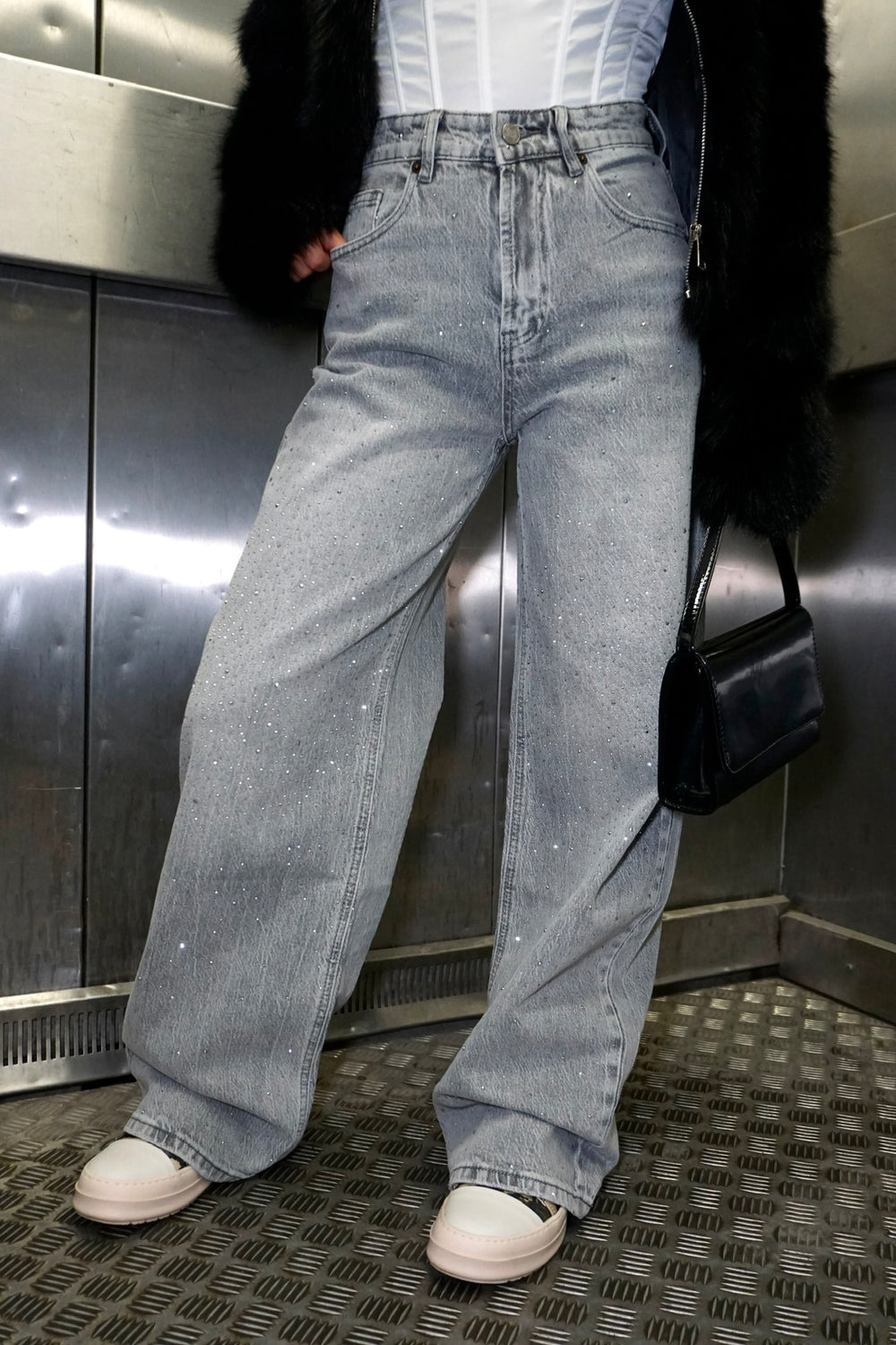 Jeans Grigio Swarovski